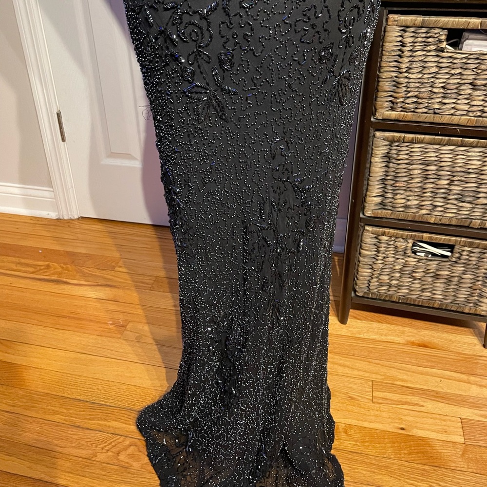 👹Scala Silk Sequins Vintage Embellished Halter Beads Backless Mermaid Formal XXL - Picture 5 of 8